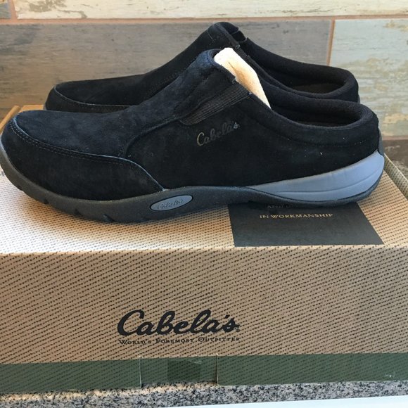 FINAL REDUCTION Cabelas Womens Black Suede Slide Slip On Shoes Medium Wi… - Picture 2 of 9